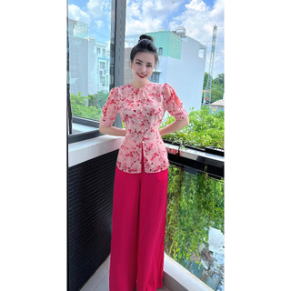 BỘ BÀ BA LỤA HOA 3D TAY PHỒNG