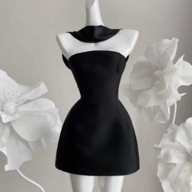VÁY CORSET DÁNG NGẮN CỔ LỤA ĐEN, KHÁNH THƯ BOUTIQUE 🌸🥰
