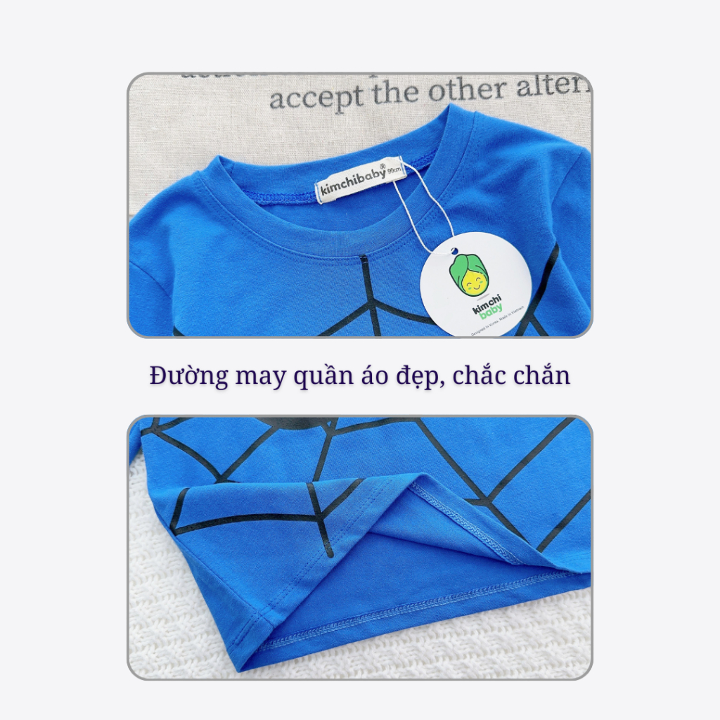 Đồ Bộ Cho Bé Trai KIMCHIBABY Vải Cotton Dư Xịn Mềm Mịn Hoạ Tiết Siêu Nhân Người Nhện, Bộ Dài Tay Cho Bé Mặc Nhà KCTD311