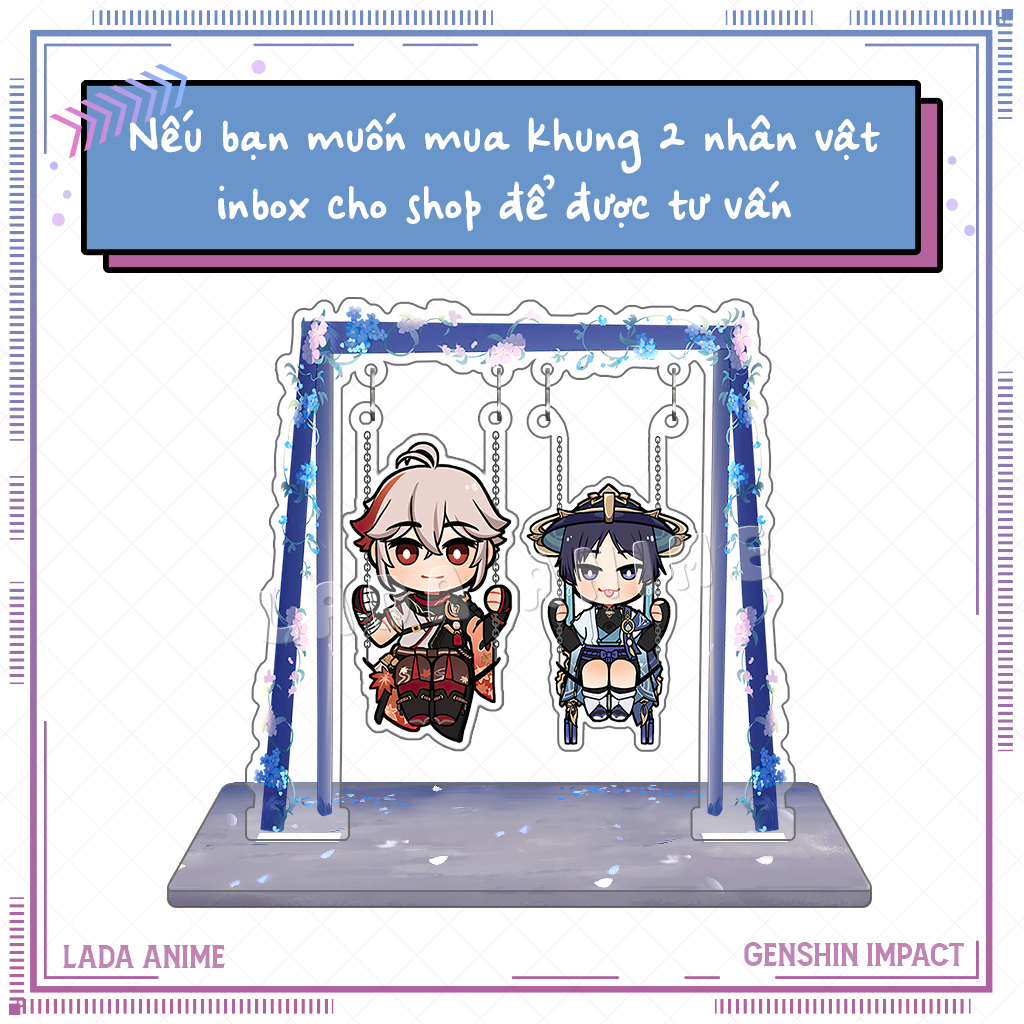 Standee Xích Đu Game Genshin Impact Tùy Chọn Nhân Vật Và Khung Xích Đu Mẫu 3,4, Mô Hình Acrylic Mica Trang Trí Để Bàn