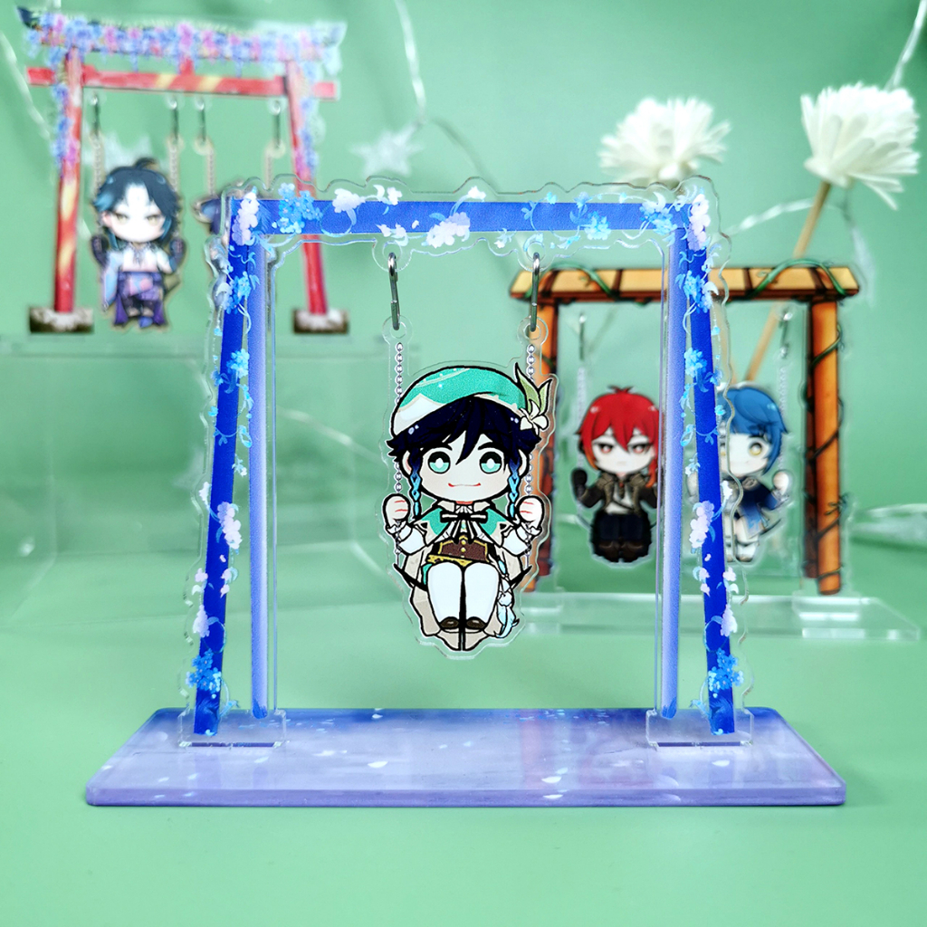 Standee Xích Đu Game Genshin Impact Tùy Chọn Nhân Vật Và Khung Xích Đu Mẫu 3,4, Mô Hình Acrylic Mica Trang Trí Để Bàn