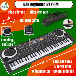 Đàn Piano Keyboard 61 phím kèm mic và loa công suất cao, Đàn Piano điện tử, đồ chơi âm thanh kèm mic