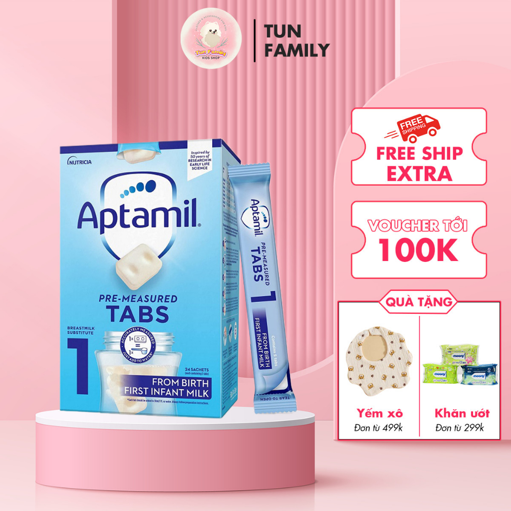 Sữa Aptamil Anh Dạng 5 Viên 1 Thanh số 1 và số 2, Sữa Aptamil Anh Hộp 24 thanh Date luôn mới - AM04