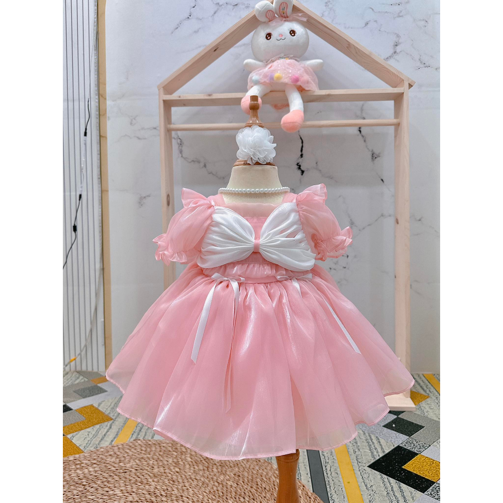 Váy công chúa lolita sang chảnh 4-15 kg kèm tuban (không vòng ngọc),Chất tơ mềm đầm đầy tháng thôi nôi sinh nhật