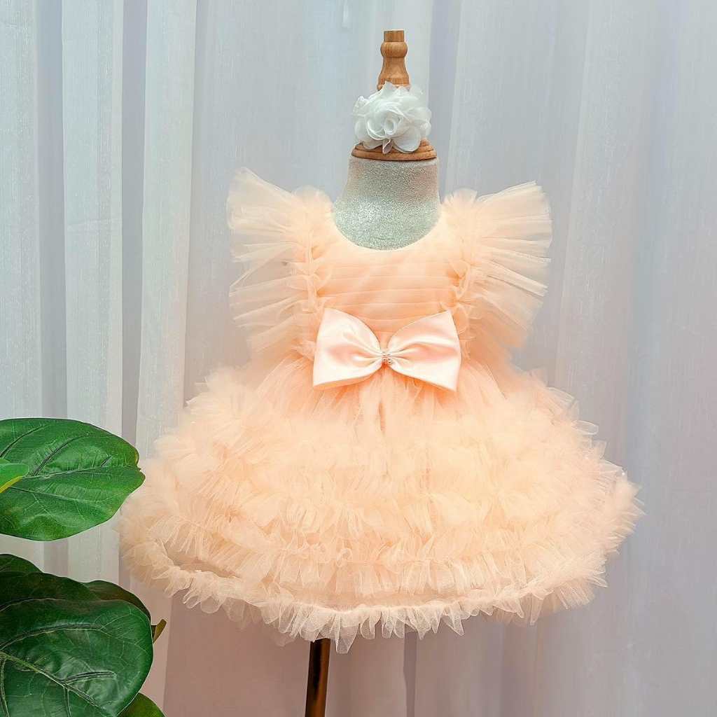 Váy công chúa  bồng bềnh cánh tiên xếp ly tầng 4-16 kg,Váy cho bé gái mềm mịn