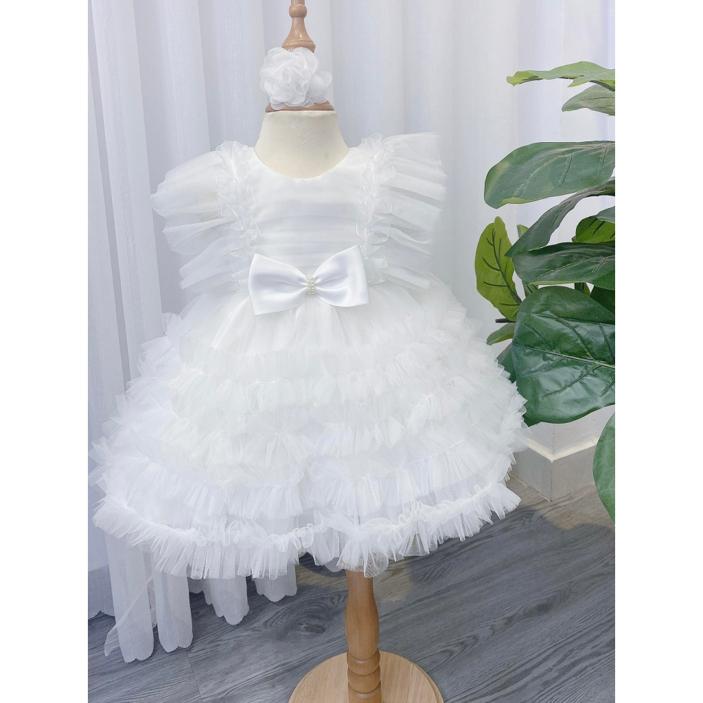 Váy công chúa  bồng bềnh cánh tiên xếp ly tầng 4-16 kg,Váy cho bé gái mềm mịn