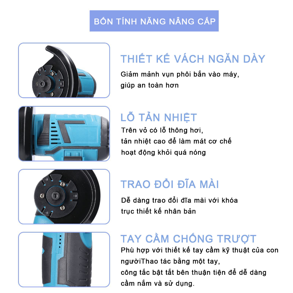 Máy mài góc cầm tay,Thân Máy mài pin,Mài Góc Điện,100% dây đồng,Bảo hành 12 tháng
