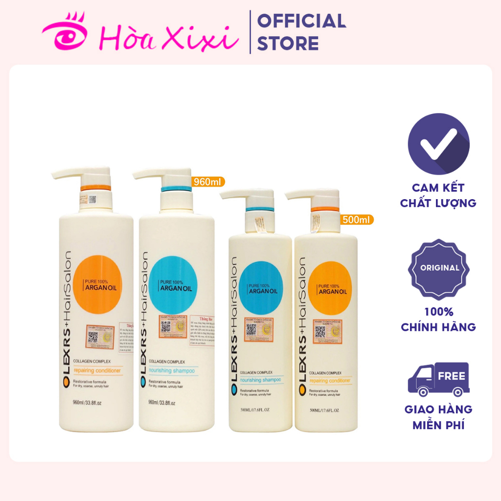 Cặp Dầu Gội Xả Olexrs Hair Salon 500ml-960ml Cho Tóc Khô Xơ Hư Tổn Tóc Gàu