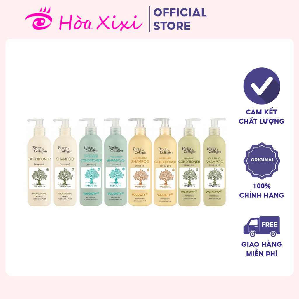 Dầu gội và dầu xả Biotin Collagen Voudioty Pasiori
