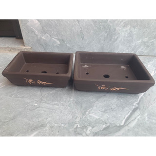 Chậu bonssai mini gốm bát tràng màu nâu đất nung