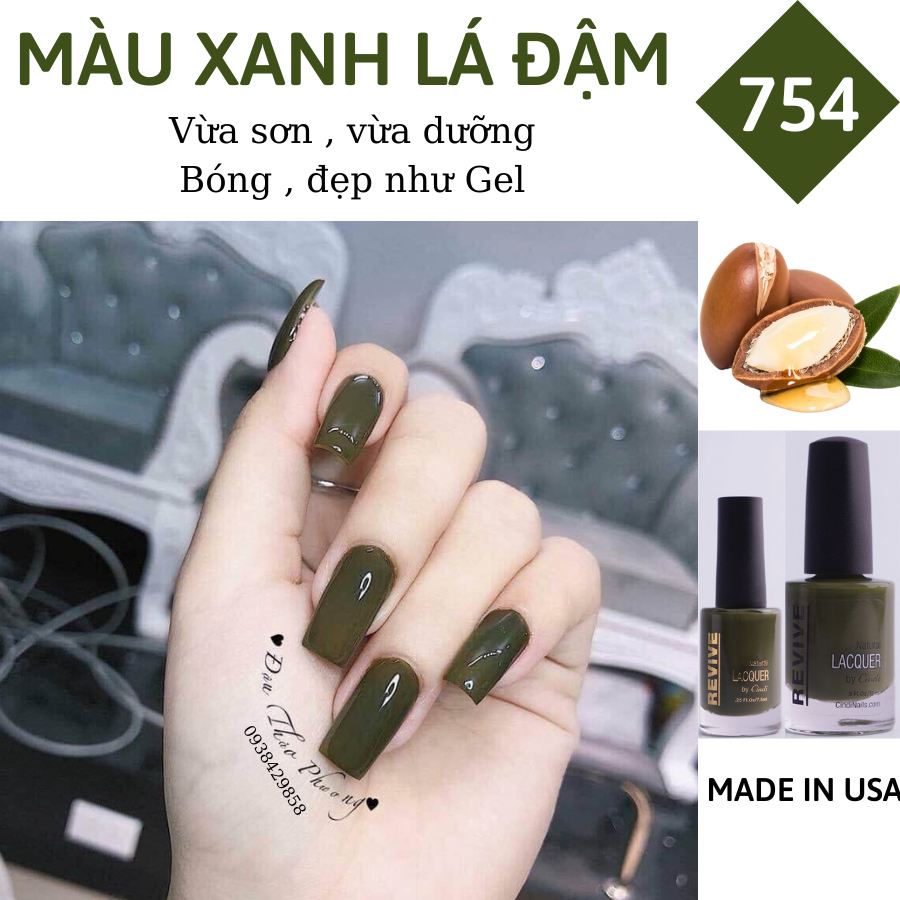 Sơn móng tay Organics Naturals Revive Chính Hãng Mỹ USA - Màu Xanh Lá Đậm Rêu Thạch mã 754
