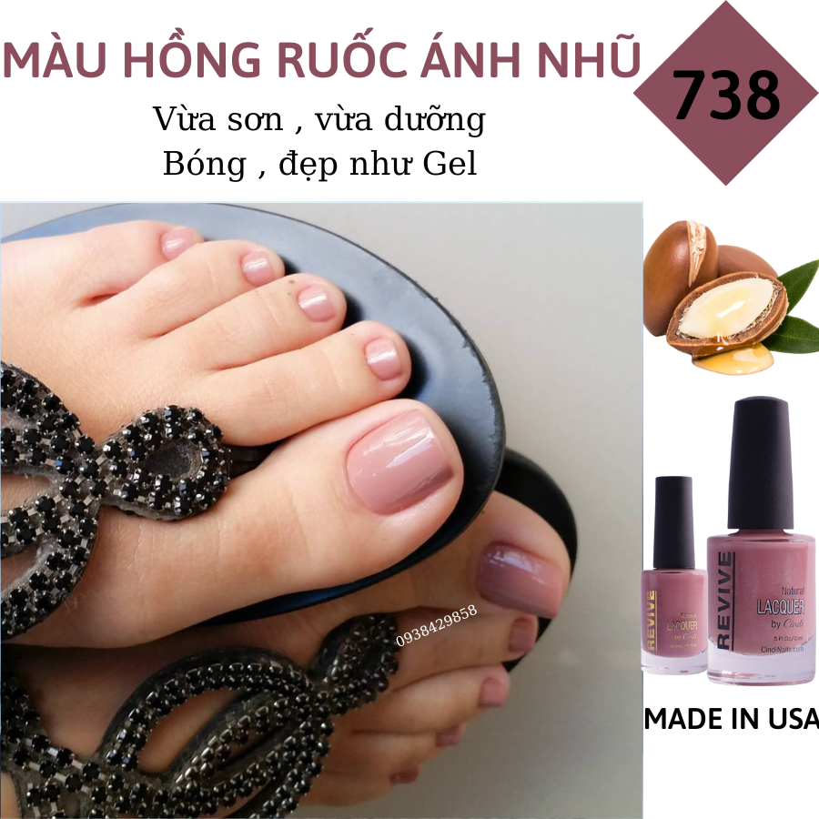 Sơn móng tay Organics Naturals Revive Chính Hãng Mỹ USA - Màu Hồng Ruốc mã 738
