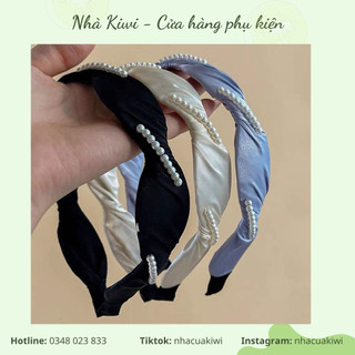 Băng đô cài tóc lụa satin lượn sóng