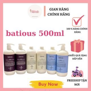 Cặp dầu gội xả batious dành cho tóc khô xơ,chẻ ngọn batious màu trắng, tím, xanh 500ml - han cosmetics