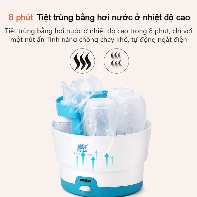 Máy tiệt trùng bình sữa cho bé, dung tích lớn chống cháy khô, máy tiệt trùng hơi nước không kèm tính năng sấy khô