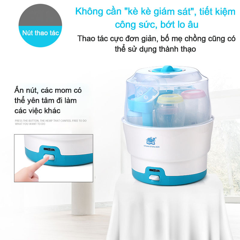 Máy tiệt trùng bình sữa cho bé, dung tích lớn chống cháy khô, máy tiệt trùng hơi nước không kèm tính năng sấy khô