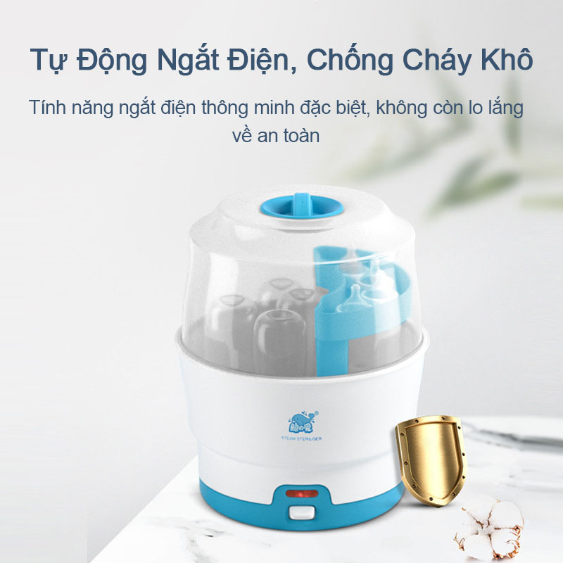 Máy tiệt trùng bình sữa cho bé, dung tích lớn chống cháy khô, máy tiệt trùng hơi nước không kèm tính năng sấy khô