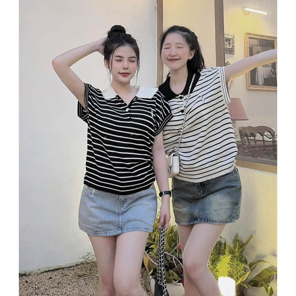 Áo Len Polo Thêu Gấu Nữ Ulzzang Quảng Châu, Full 3 Màu, Loại 1 | BigBuy360 - bigbuy360.vn