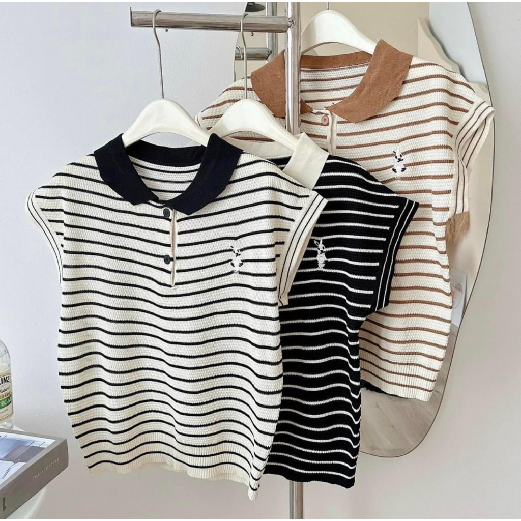 Áo Len Polo Thêu Gấu Nữ Ulzzang Quảng Châu, Full 3 Màu, Loại 1 | BigBuy360 - bigbuy360.vn