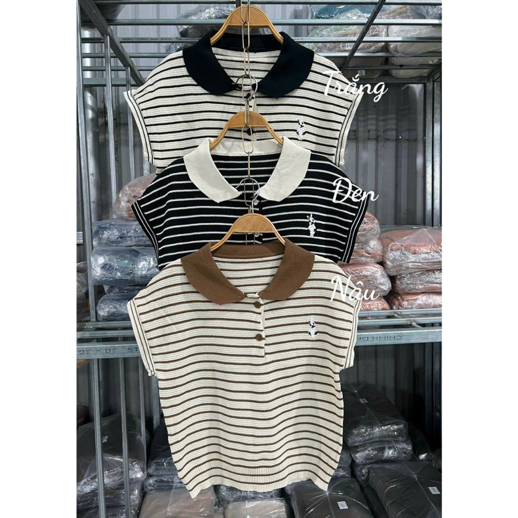 Áo Len Polo Thêu Gấu Nữ Ulzzang Quảng Châu, Full 3 Màu, Loại 1 | BigBuy360 - bigbuy360.vn