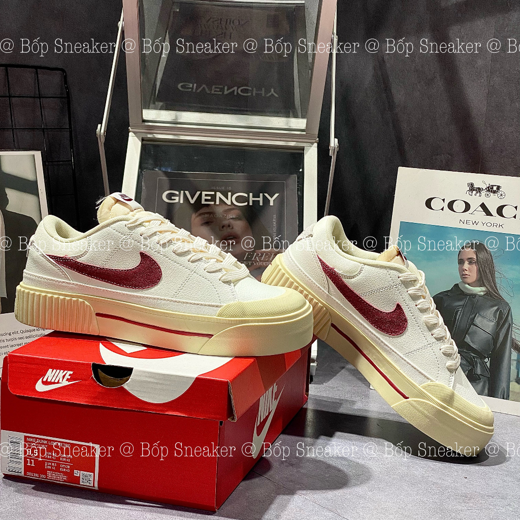 Giày Thể Thao Vintage Court Legacy Trắng vạch đỏ mận Đế Cao Bản SC Đẹp Nhất Thị Trường Full Bill Box