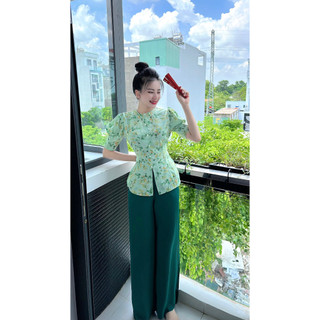 BỘ BÀ BA LỤA HOA 3D TAY PHỒNG