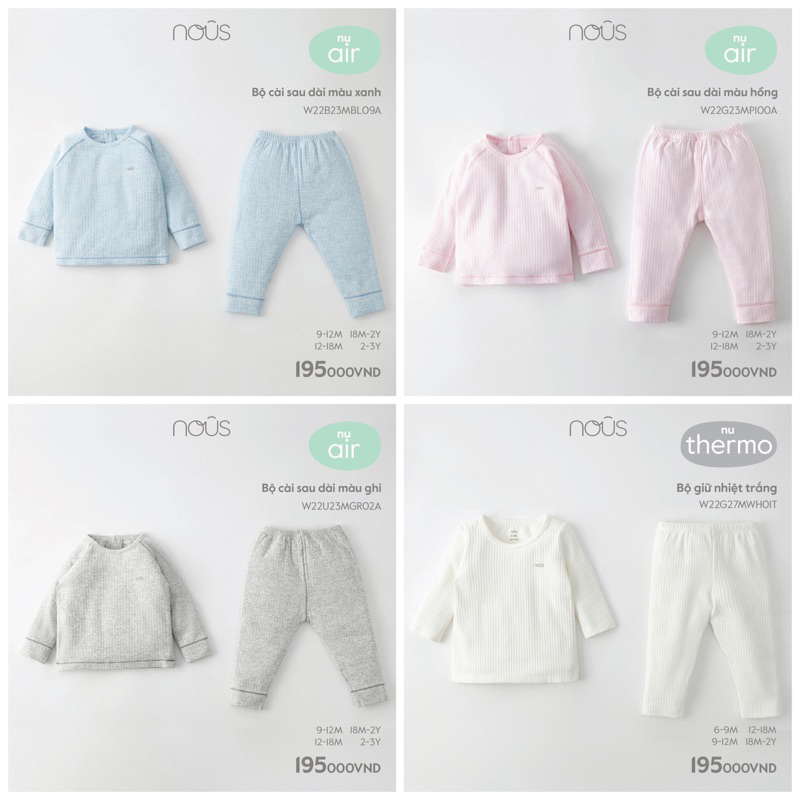 Bộ Nous dài tay cho bé trai bé gái