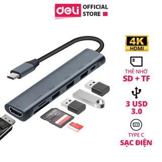 HUB Mở Rộng AOKA by DELI 4 Cổng USB SD Card TF Card Type C và HDMI Cho Điện Thoại Máy Tính Laptop