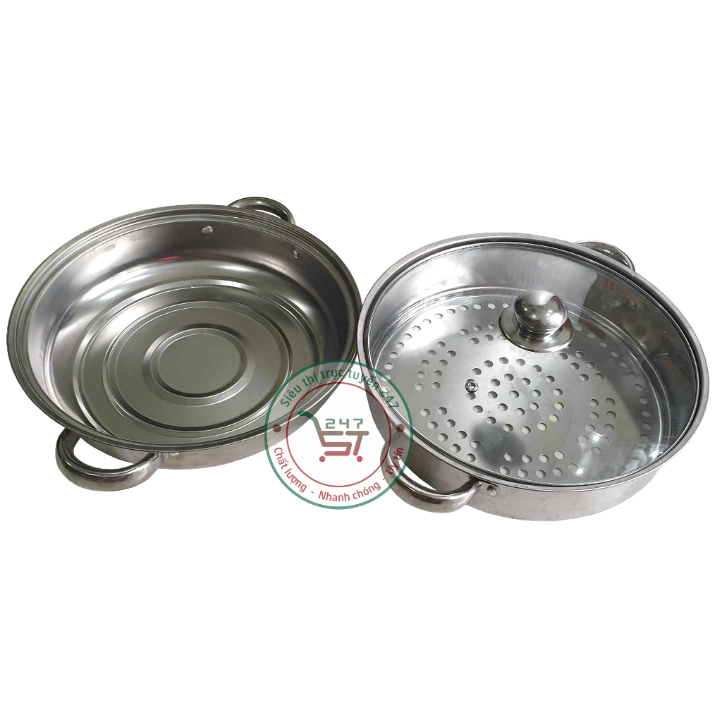Nồi hấp 2 tầng inox xửng hấp xôi bánh bao bánh flan size 28cm