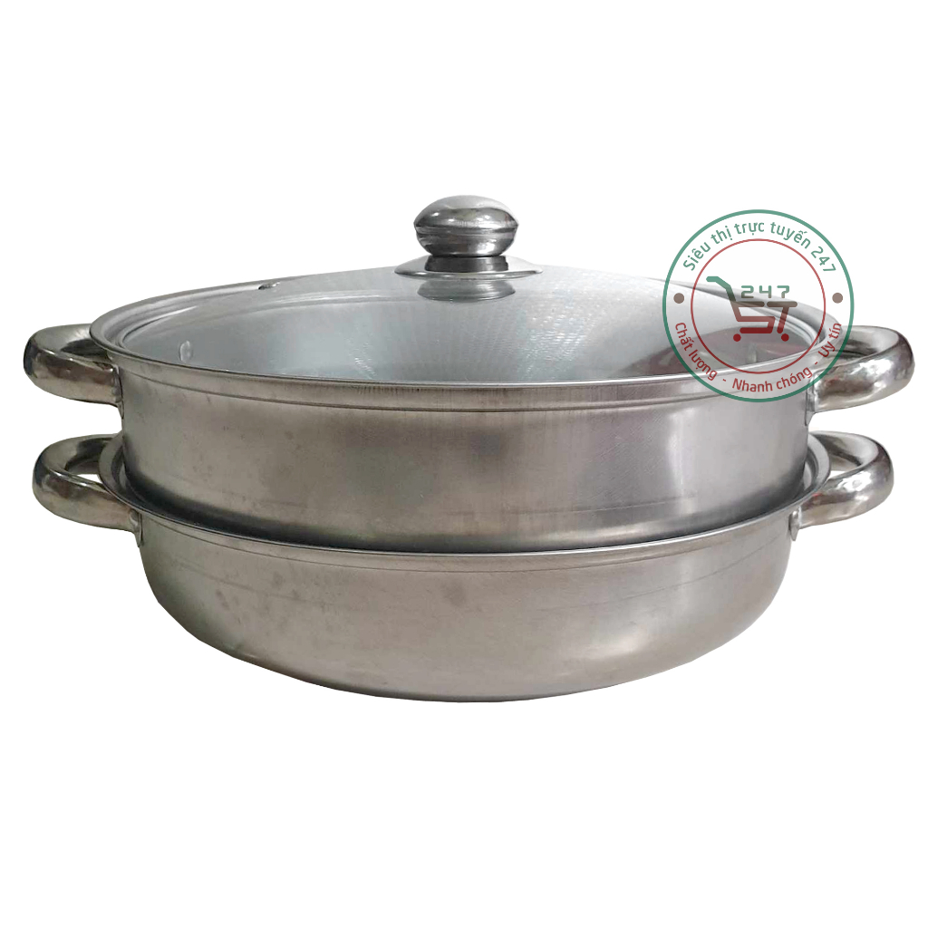Nồi hấp 2 tầng inox xửng hấp xôi bánh bao bánh flan size 28cm
