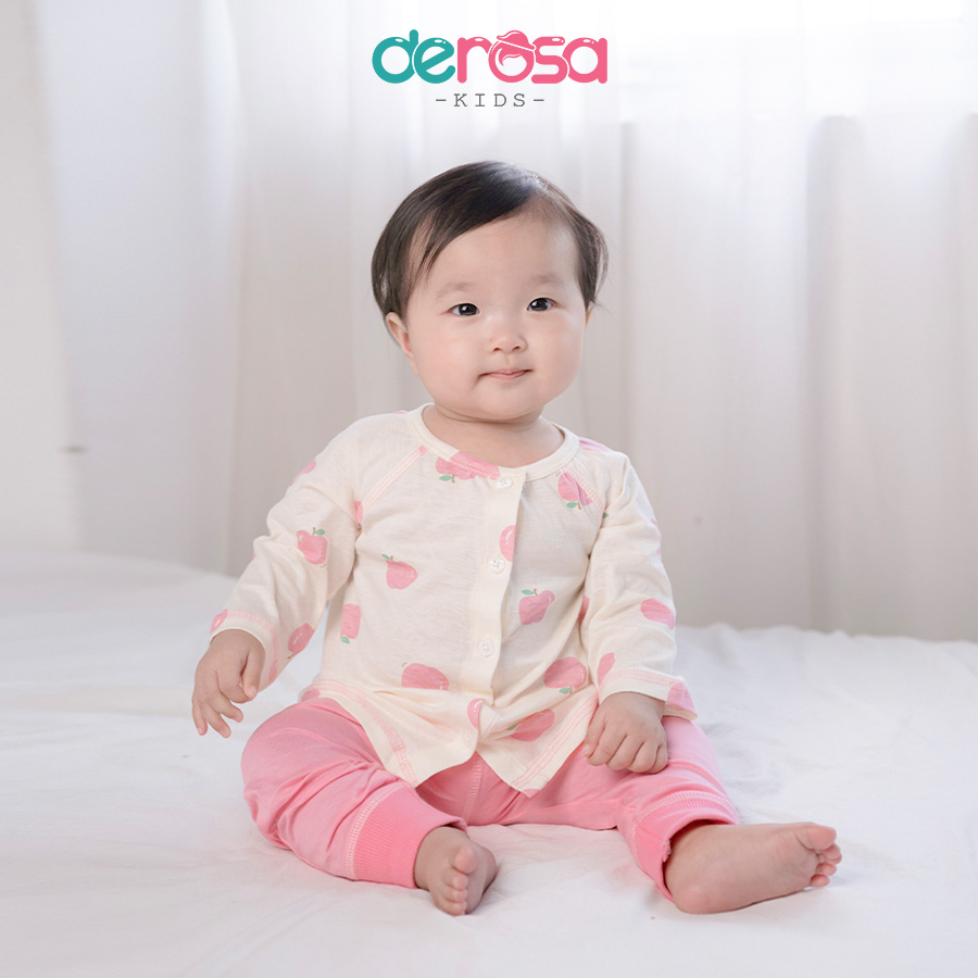 Bộ quần áo sơ sinh dài tay cho bé trai và bé gái DEROSA KISD chất liệu cotton 0 - 9 tháng TS 6870-667B