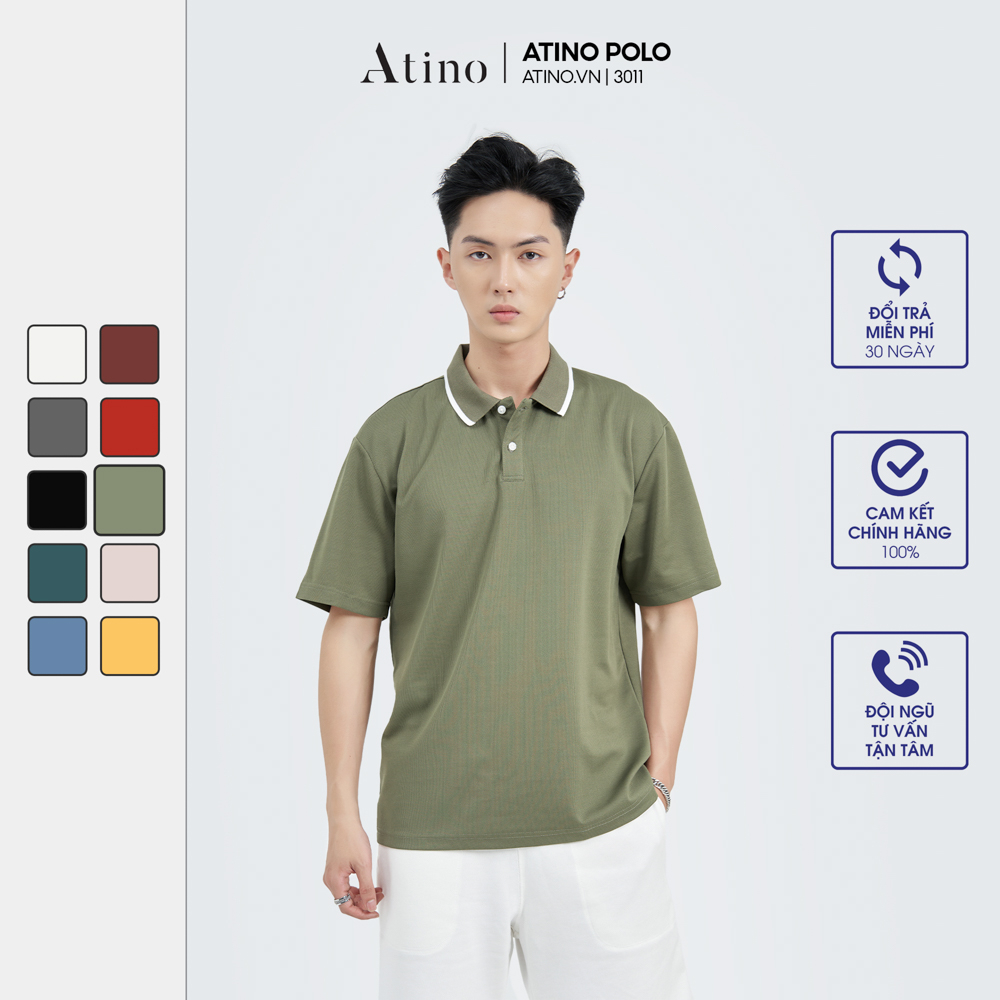 Áo Polo Nam Viền Cổ ATINO thanh lịch vải cá sấu Cotton cao cấp thoáng mát chuẩn form PL9.3011