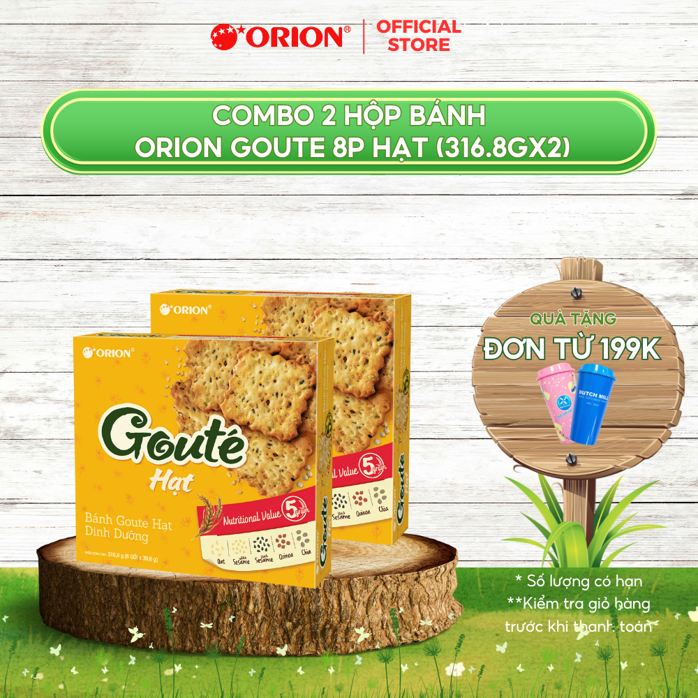 Combo 2 Hộp Bánh Orion Goute 8P Hạt (316.8g/hộp)