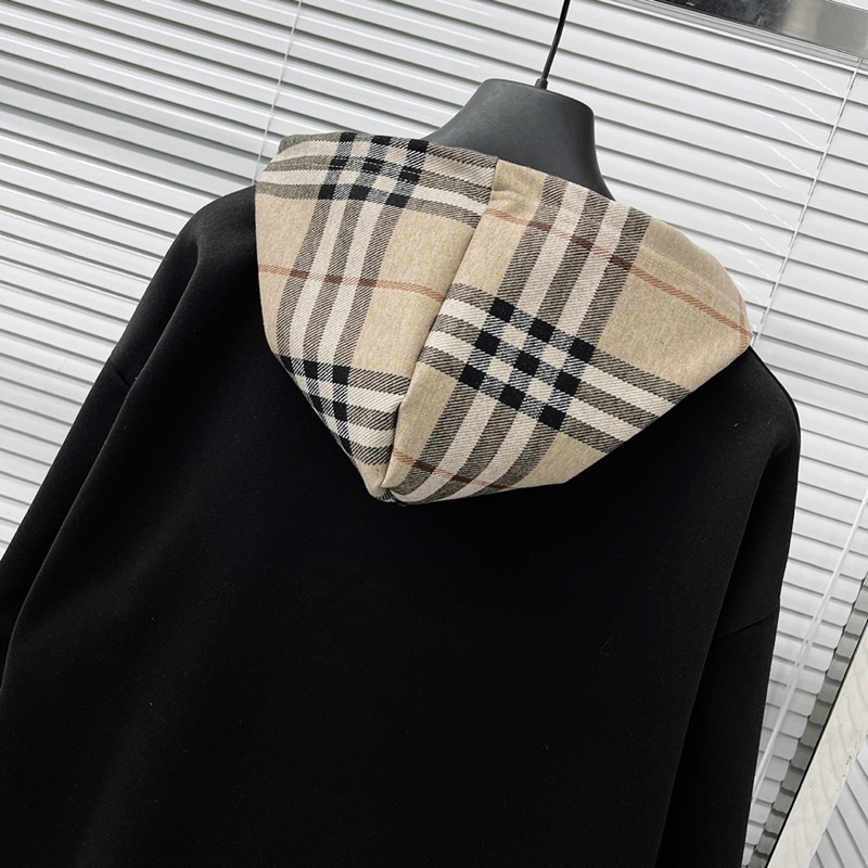 Áo Khoác Hoodie Zip Phối Họa Tiết Mũ Kẻ Caro, Áo Khoác Nam Chất Vải Nỉ Cao Cấp