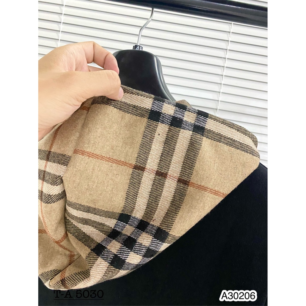 Áo Khoác Hoodie Zip Phối Họa Tiết Mũ Kẻ Caro, Áo Khoác Nam Chất Vải Nỉ Cao Cấp