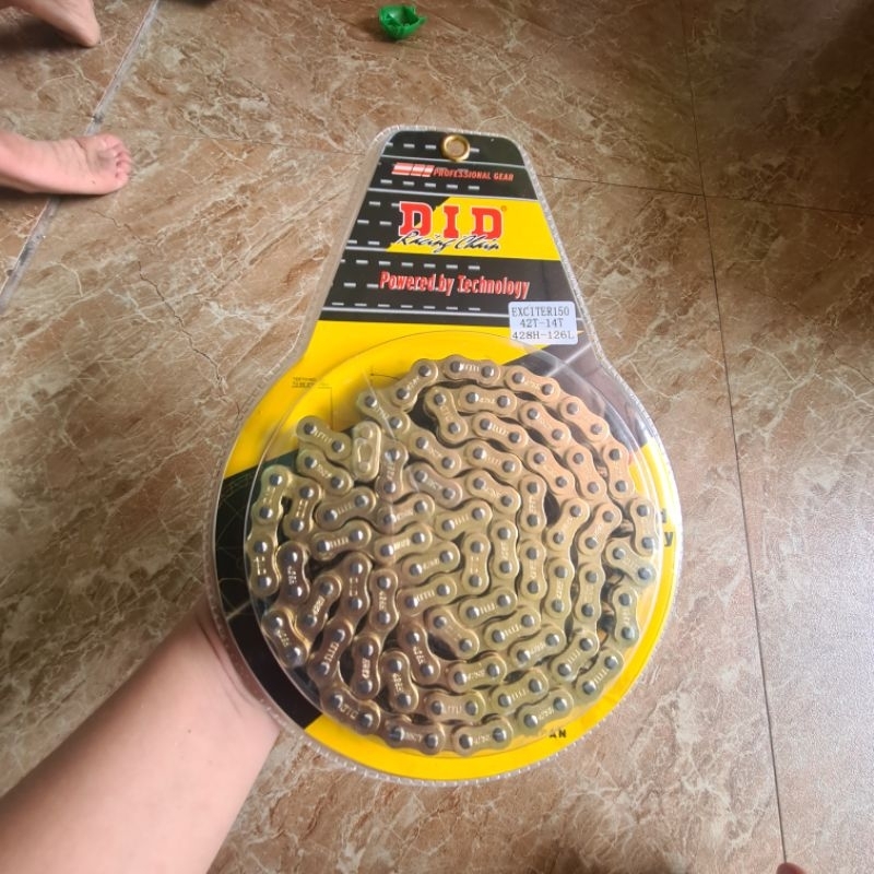 Nhông sên dĩa Ex 150, nhông xích ex150 hàng 10 li cao cấp sên vàng chống rỉ