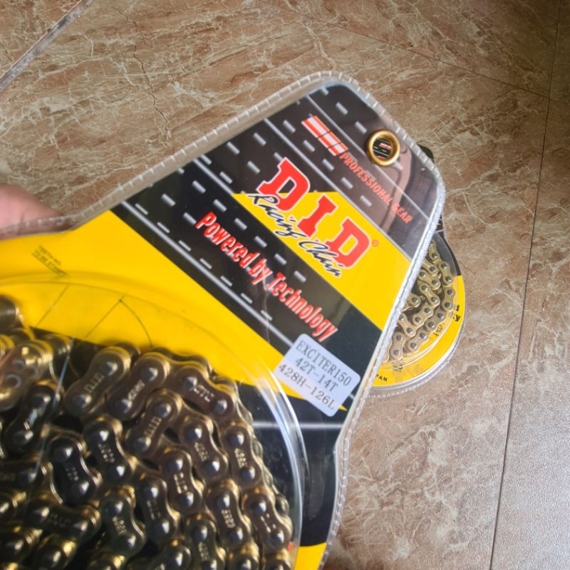 Nhông sên dĩa Ex 150, nhông xích ex150 hàng 10 li cao cấp sên vàng chống rỉ