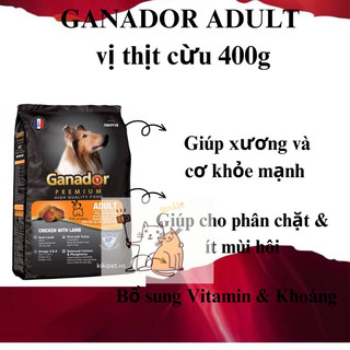 THỨC ĂN CHO CHÓ Ganador Adult Vị Thịt Cừu và Gạo Gói 400g Thương Hiệu Từ Pháp