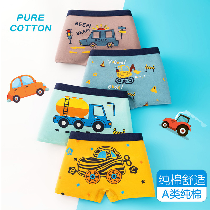 Combo 4 quần sịp đùi quần lót cho bé trai cotton thoáng mát hình ngộ nghĩnh dễ thương