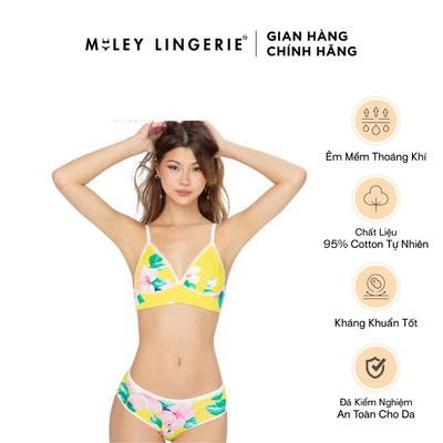Bộ Đồ Lót Nữ Cotton Lụa Phối Ren Nature Wind Miley Lingerie BRC0315_BCP0302