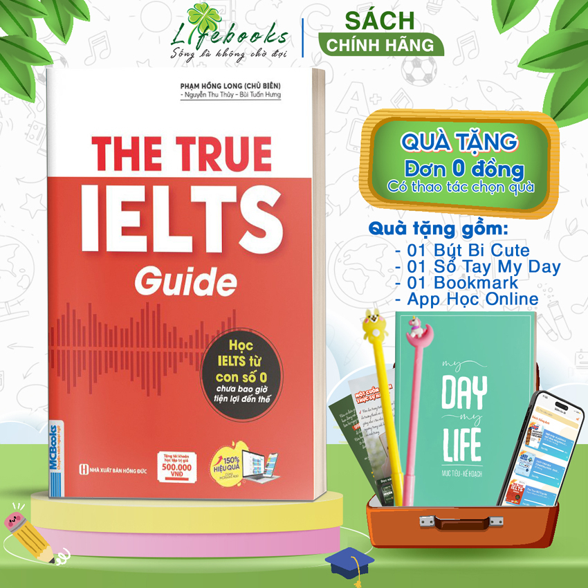 Sách - The True Ielts Guide - Cẩm nang hướng dẫn tự học IELTS chuẩn cho người mới bắt đầu - Tặng tài khoản học tập