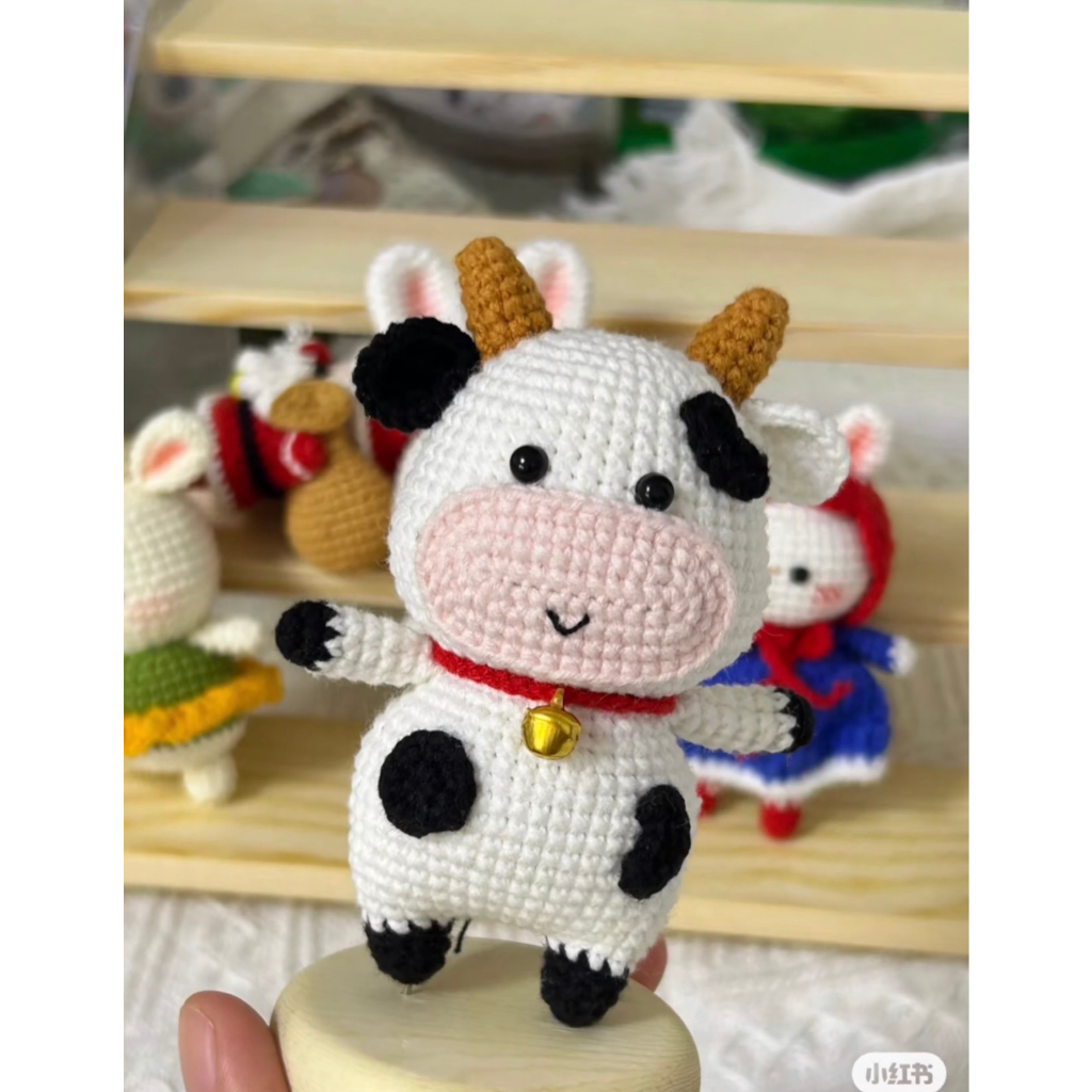 Móc khóa len con bò, bò sữa