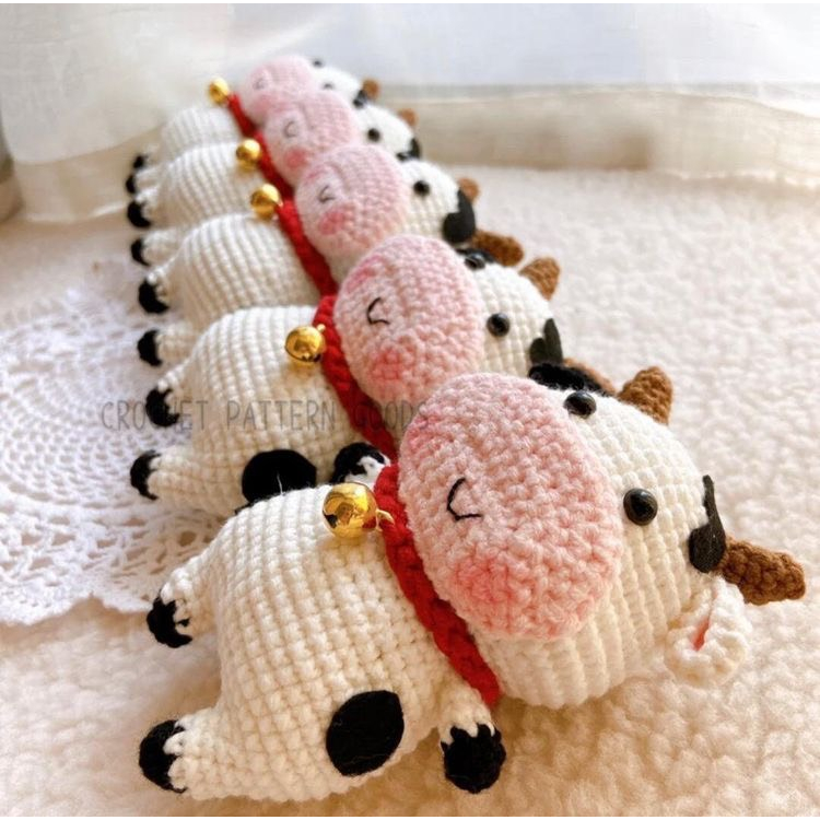 Móc khóa len con bò, bò sữa