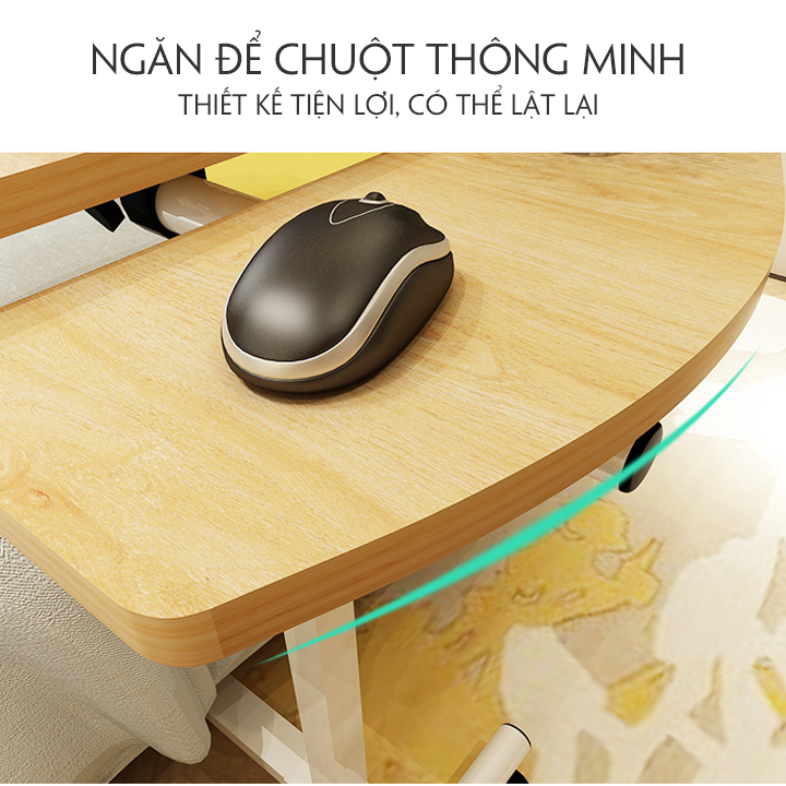 Bàn để máy tính có bánh xe di chuyển thông minh loại 1, bàn làm việc, bàn laptop