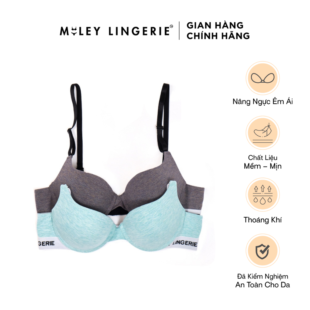 Combo 2 Áo Ngực Nữ Sporty Chic Có Gọng Mút Vừa Nâng Ngực Melange 4 Chiều Miley Lingerie BRC_002