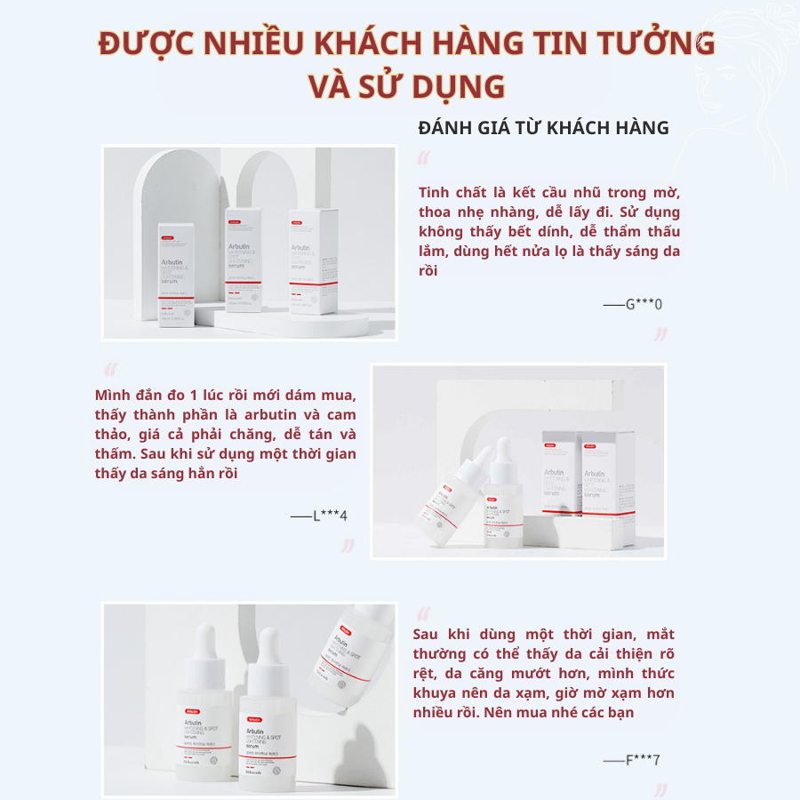 Serum Arbutin, Serum trắng da mờ thâm hiệu quả, làm sáng làm đều màu da, 37ml