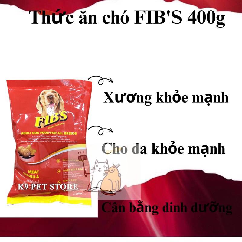 (Xả kho) THỨC ĂN CHO CHÓ LỚN Fib's Dạng Hạt Gói 400g