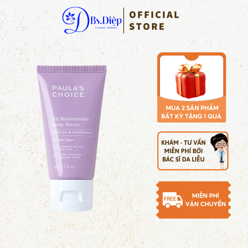 PAULA'S CHOICE tinh chất làm sáng và phục hồi da cơ thể 5% NIACINAMIDE BODY SERUM -loại nhỏ (30ml )