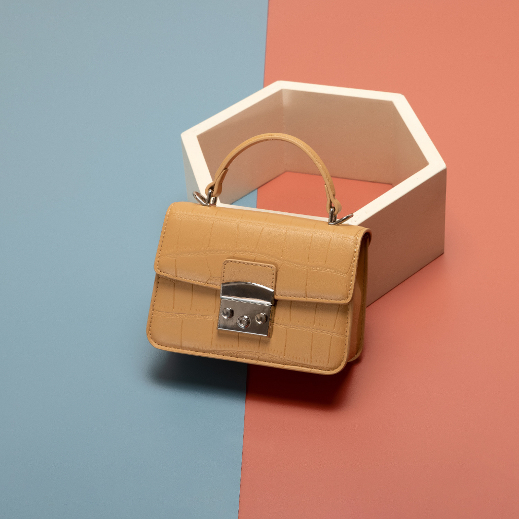 Túi Xách Nữ Đeo Chéo Da PU Khóa Bạc Size 19