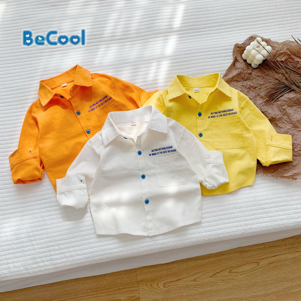 Áo Sơ Mi DATE Cho Bé Trai BECOOL Chất Thô Đũi Cao Cấp, Áo Dài Tay Cho Bé Từ 10-28Kg